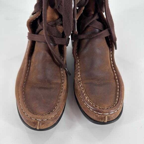 Cole Haan Mardi Brown Distress Leather Waterproof High Boots Lace Up 5.5 B - Picture 4 of 7